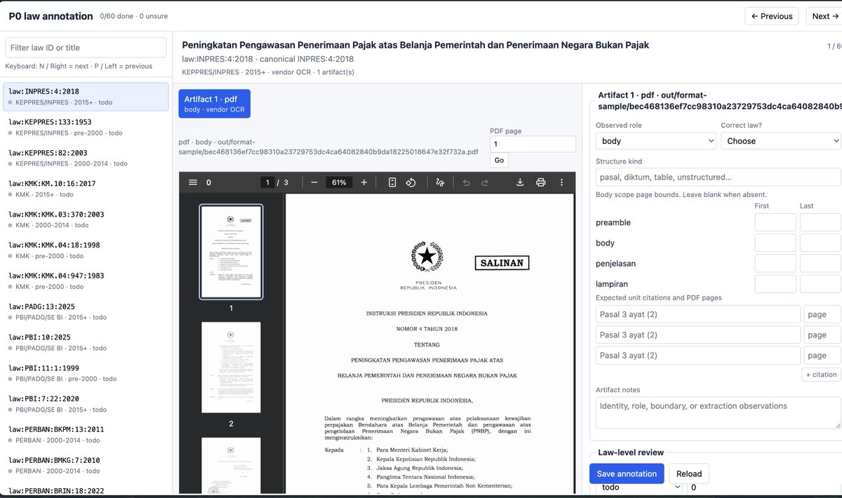 0xrsydn's tweet photo. claude was working on a data extraction pipeline for legal docs then suddenly made a whole website for me to review

i opened the website, turns out that claude asked me to manually annotate the data for each legal sample, what kind of reverse slavery is this 😭 https://t.co/qBlY20bJ8D