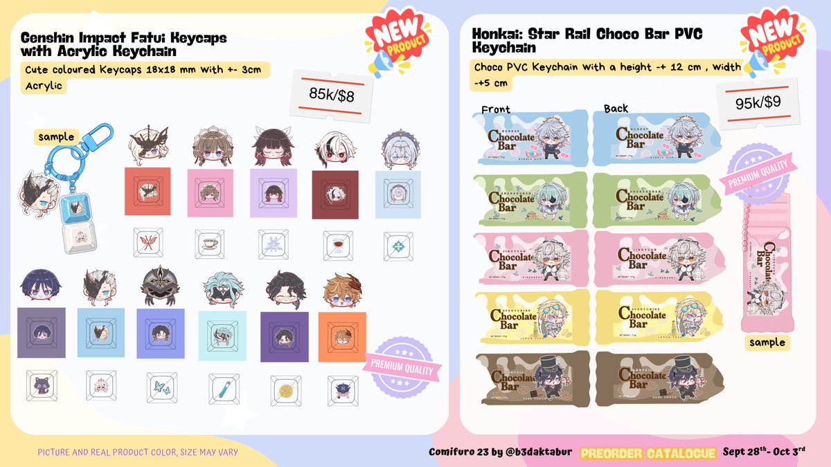 b3daktabur's tweet photo. [❤+🔁 are appreciated ]
Hi this is my #CF23 catalogue! 
PO and GA available! 
*(GA rules on last slide!!)*

🌠KUCING GULING D1 AB (both days) 
📅 Sept 28-Oct 3
🌬Pick up+mail order (🇮🇩+🌎) 
✅GO pls DM first

🌸Genshin, HSR, LaDS
⬇️form below⬇️
(1/2) 
#cf23catalogue #comifuro23 https://t.co/Hx0lfIw3A7