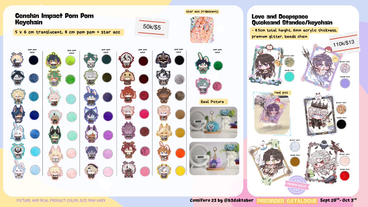 b3daktabur's tweet photo. [❤+🔁 are appreciated ]
Hi this is my #CF23 catalogue! 
PO and GA available! 
*(GA rules on last slide!!)*

🌠KUCING GULING D1 AB (both days) 
📅 Sept 28-Oct 3
🌬Pick up+mail order (🇮🇩+🌎) 
✅GO pls DM first

🌸Genshin, HSR, LaDS
⬇️form below⬇️
(1/2) 
#cf23catalogue #comifuro23 https://t.co/Hx0lfIw3A7
