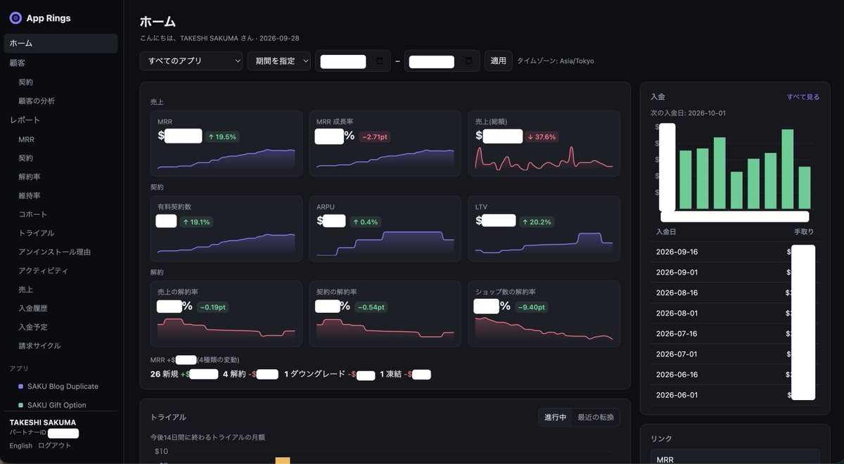 MMSUCK1's tweet photo. とうとうできた🤩
Shopifyアプリ分析ツール✨もちろん見やすい【日本語対応】😁 英語版もあり。

もう少しブラッシュアップして、#AppQuest の受講者さんに使ってもらえるようにしたい🙌 https://t.co/NeDVx9a1lG