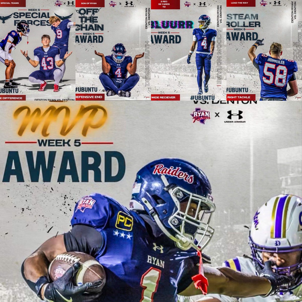 RyanRaiderFB's tweet photo. Congrats to our WEEK 5 players of the week vs DHS!

#SonsOfRyan 
📸 @sherry_milliken 
✍️ @CoachMBarrera https://t.co/jVcpJGv3U9