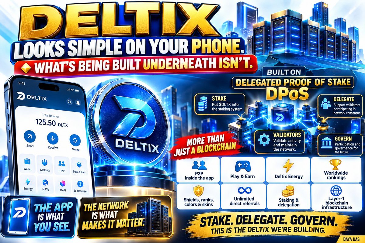 DeltixNetwork's tweet photo. 🚨 DELTIX LOOKS SIMPLE ON YOUR PHONE.
BUT THE NETWORK BEHIND IT IS BUILT FOR MUCH MORE. ⚡

💎 STAKE
◆ DELEGATE
⚙️ VALIDATE
🏛️ GOVERN

Built around Delegated Proof of Stake (DPoS), Deltix connects participation with a growing ecosystem:

#wDLTX #DLTX #Web3 #Crypto_mining https://t.co/1J0CaFvDVS