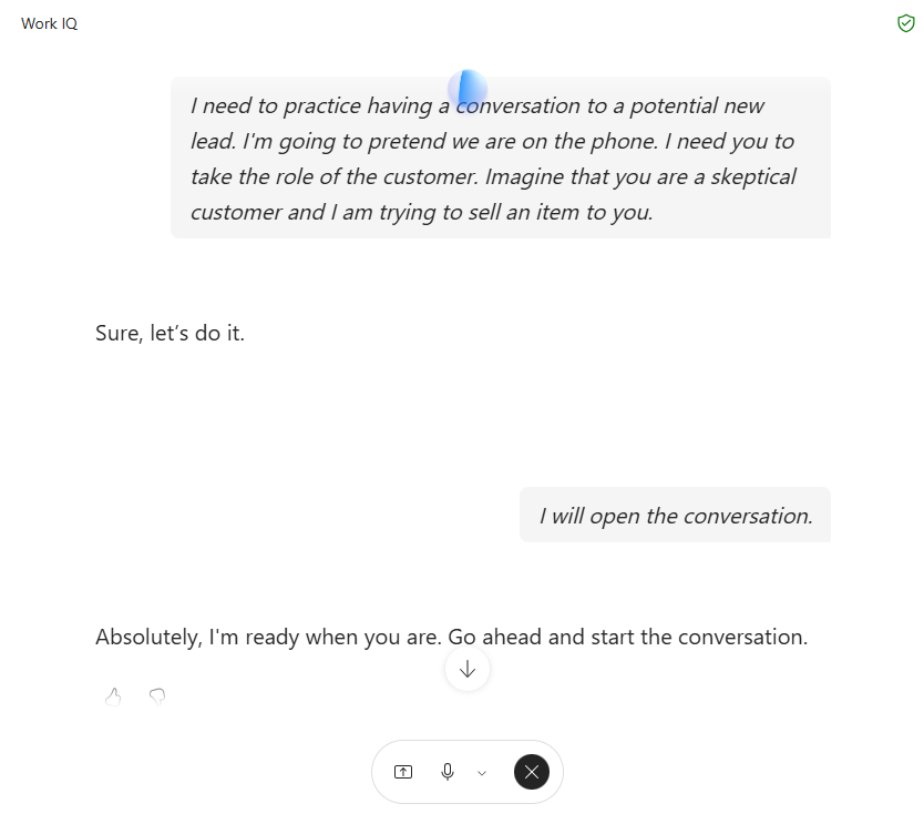 LearnCopilot's tweet photo. Need to practise a conversation?

Ask Copilot Voice to take on a persona, including the person’s situation and concerns. It can talk back in character while you practise responding naturally in real time. https://t.co/BR0i5RNE6T