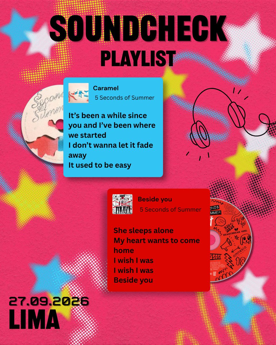 5SOSHunters's tweet photo. Soundcheck, Secret song, Lore drop and Takeover from the 5sos show in Lima!
#LimaIsAStar #EASLima #EASTOUR https://t.co/73X95q5N7K