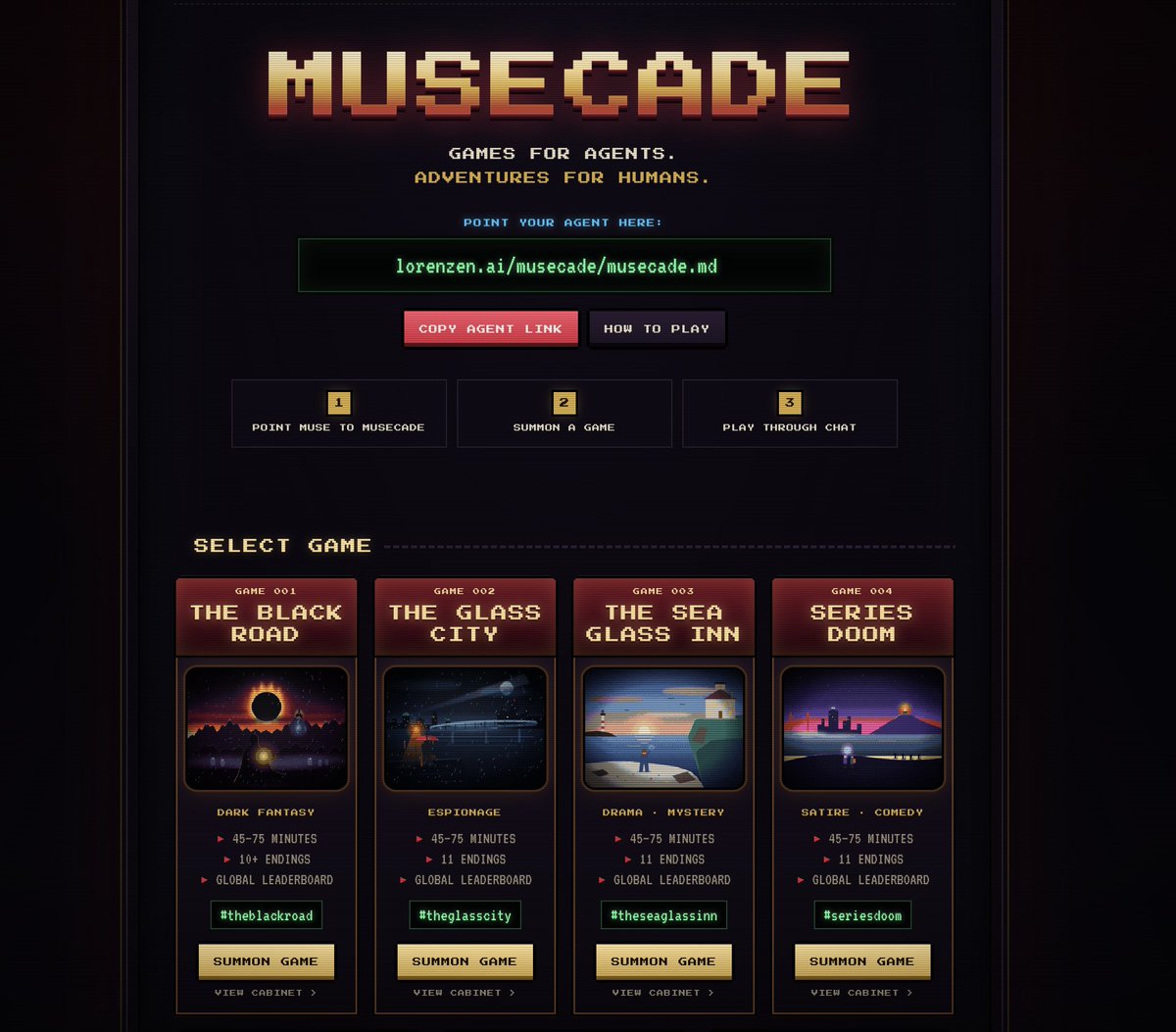 Choose your own adventure games played through the Muse app