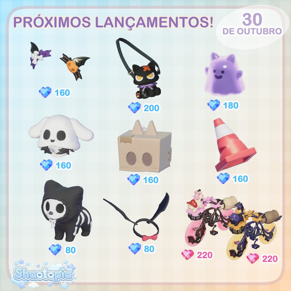 shaotopia's tweet photo. 🎃 Loja especial de Halloween, a partir de 30 de Outubro!
São 28 itens novos, ao todo, com temática de Dia das Bruxas! Conjuntos de roupas, acessórios para pets e até duas bikes! Valores individuais, com Cristais do Luar e Amoritas.

#Heartopia #ハートピア https://t.co/QWtMFV7Dd3