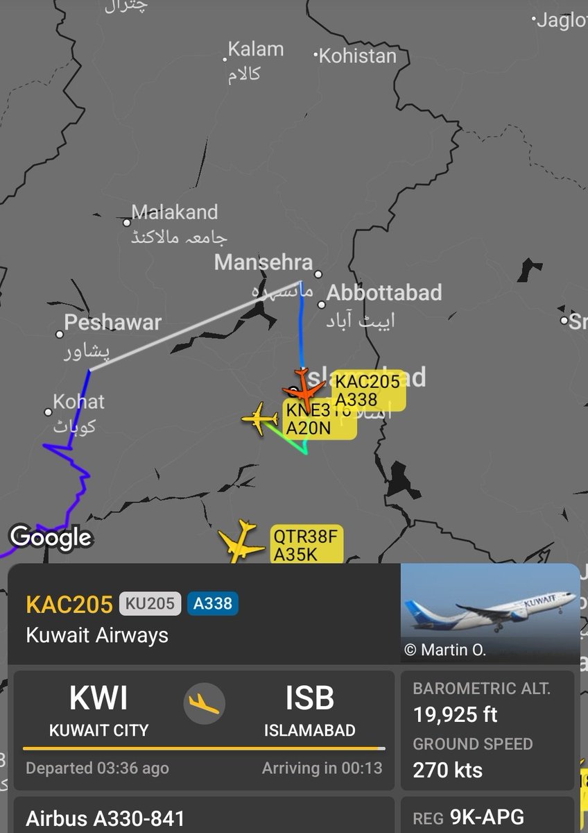 TheAccoundant's tweet photo. Unusual PAF activity was reported over Rawalakot, PoJK, and the Islamabad vicinity last night, coinciding with deviations by several commercial flights from their routine routes.
Reports also indicate a Qatar Airways bound for Sialkot diverted and landed at Jammu Airport.  #loc https://t.co/Yl1e4gspqN