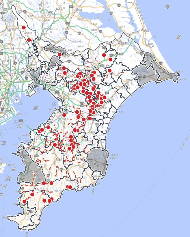 gringriffin's tweet photo. 千葉県は豪雨と台風の爪痕がまだまだ残ってる状況なので台風26号はちょっと、、勘弁しておくれ案件です😅🎃

実はいま「通行止め情報の共有Mapアプリ」つくってて、先週末に各自治体の情報を整理してたんですが通行止めの数エグいて... #千葉豪雨 https://t.co/fHjxv2uiSk