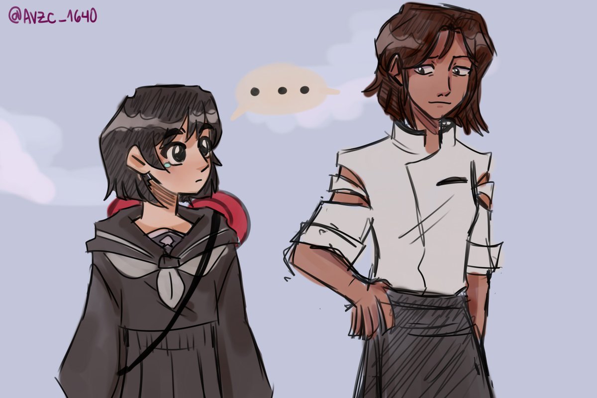avzc_1640's tweet photo. A silly idea popped into my head, and I just had to draw it JSJSJS (A quick sketch of mari and sara :33 ) #Goodbyelara  #さよならララ #thelovers https://t.co/NJAyehRe0T