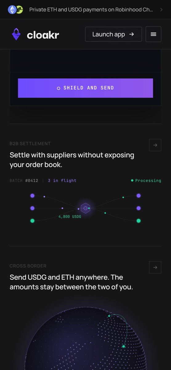 GetCloakr's tweet photo. Settle invoices in USDG without exposing your supplier list or your order book to competitors. https://t.co/1KSfXrYQN8