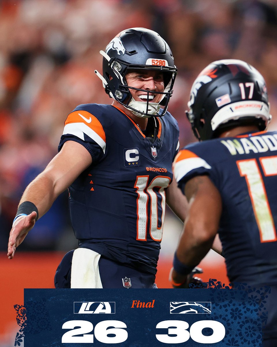 BroncosEspanol's tweet photo. ¡Victoria de los Broncos! 🧡💙
Denver se queda con el triunfo en casa bajo las luces de #SNF. 🏟️ https://t.co/1f5kqsbV3Z