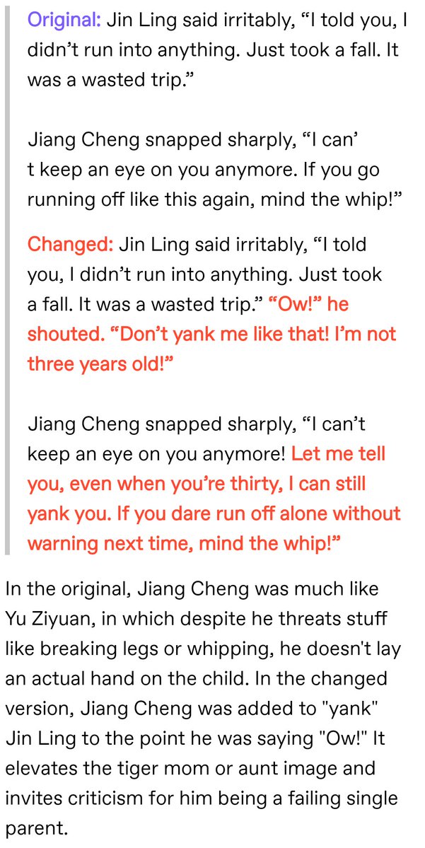 ricci91804's tweet photo. @PlsgiveJLabreak However a lot of hate is unjustified. In the 2016 ver it is a known fact that despite being displeased she never done any physical harm to wwx until the wen incident in the og, it was changed in the 2024 version to make both jc and yzy more harsh and jfm and jyl more fair. https://t.co/Cx54ZBYDeH
