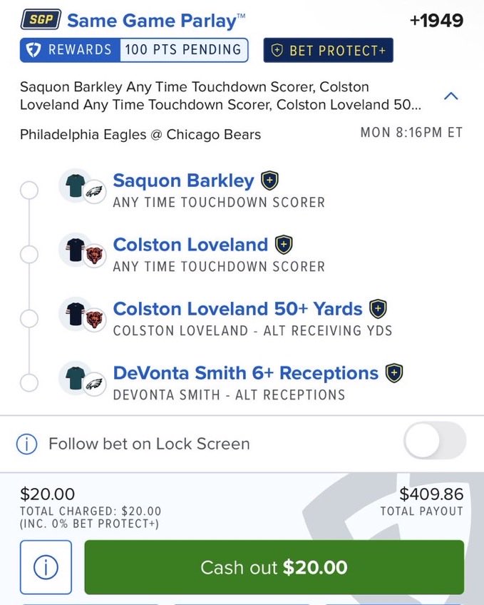 mr_royalodds's tweet photo. 🏈 +1949 MNF SGP

Early Monday Night Football action. 👀

@Playbook https://t.co/pBGvcHQC9K