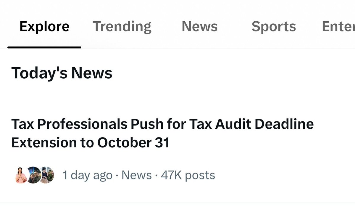 GauravRMakwana's tweet photo. More than 47K posts and now a strong request from NCP Working President @supriya_sule the message from the professional fraternity is clear: extend the Tax Audit due date. 

This is not a demand for convenience. It is a genuine request considering the practical challenges faced by professionals.

CBDT & FM - please listen to the voice of professionals.
@IncomeTaxIndia
@nsitharaman
@nsitharamanoffc
@PMOIndia

#ExtendTaxAuditDate
#Extension_हक़_है_भीख_नहीं
#TaxAudit #TaxAuditExtension
#ICAI
#CharteredAccountants #CBDT #FM