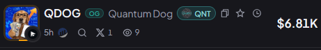 Js25Stw's tweet photo. Quantum Pepe = 200k
Quantum Cat = 190k
Quantum Dog = 6k?

Lmao not sense play

Aped #QDOG on eth #QNT rewards
0xb2e950ab2bd891302cee6d787bea73fb56c7da24 https://t.co/Q0hMIUyF6F