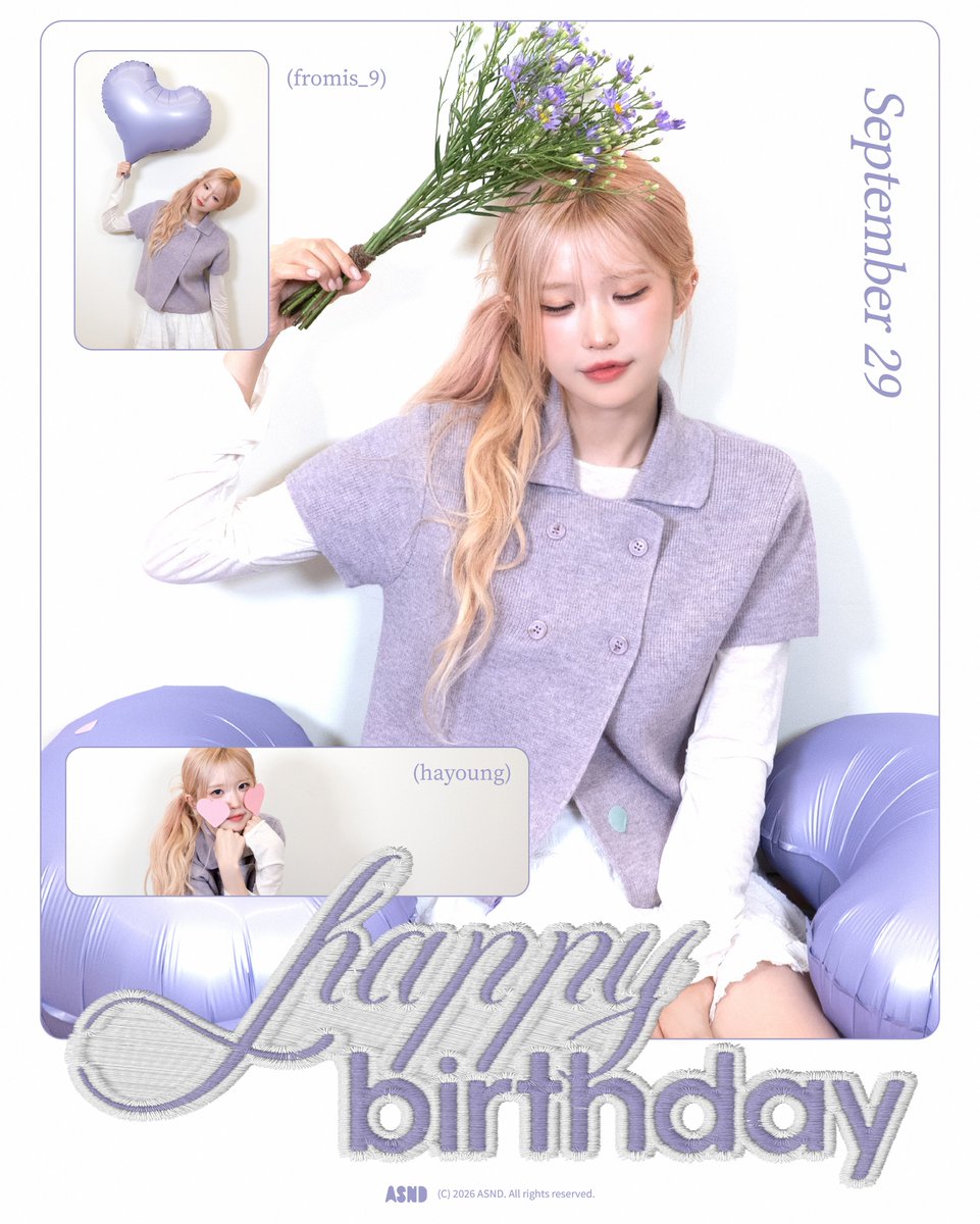 realfromis_9's tweet photo. [🎂] #SONGHAYOUNG
HAPPY HAYOUNG DAY💜

#fromis_9 #프로미스나인
#송하영 #하영
#HAPPYHAYOUNGDAY https://t.co/AFYQNQTo8f