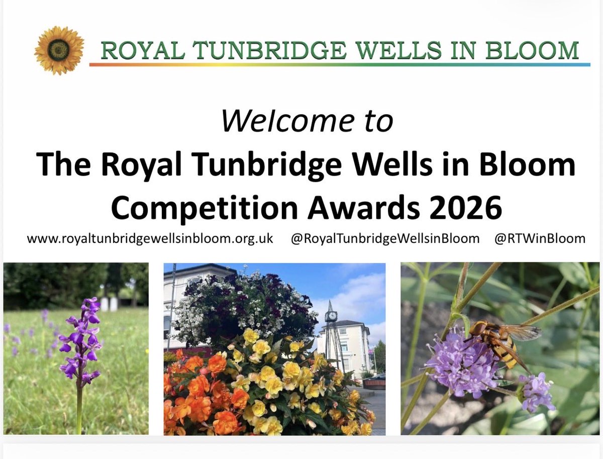 RTWinBloom's tweet photo. This week, Tuesday 29 September 2026 (13:30) : 
Awards ceremony for all participating residents &amp; businesses in the local competition “The BEST” in this year’s  Royal Tunbridge Wells in Bloom 🌻🌻

🤞🏻everybody gets the award they’re hoping for ! 

@townforum 
@rtwtogether https://t.co/CQqAk9CRcI
