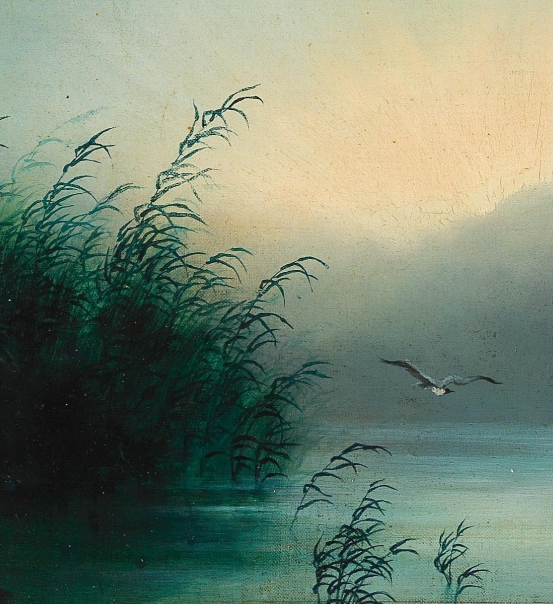 fraveris's tweet photo. Karl Wilhelm Diefenbach 

(German, 1851–1913), 

"Seagull in Reeds" (detail), 1899 https://t.co/NZaojSh1aq