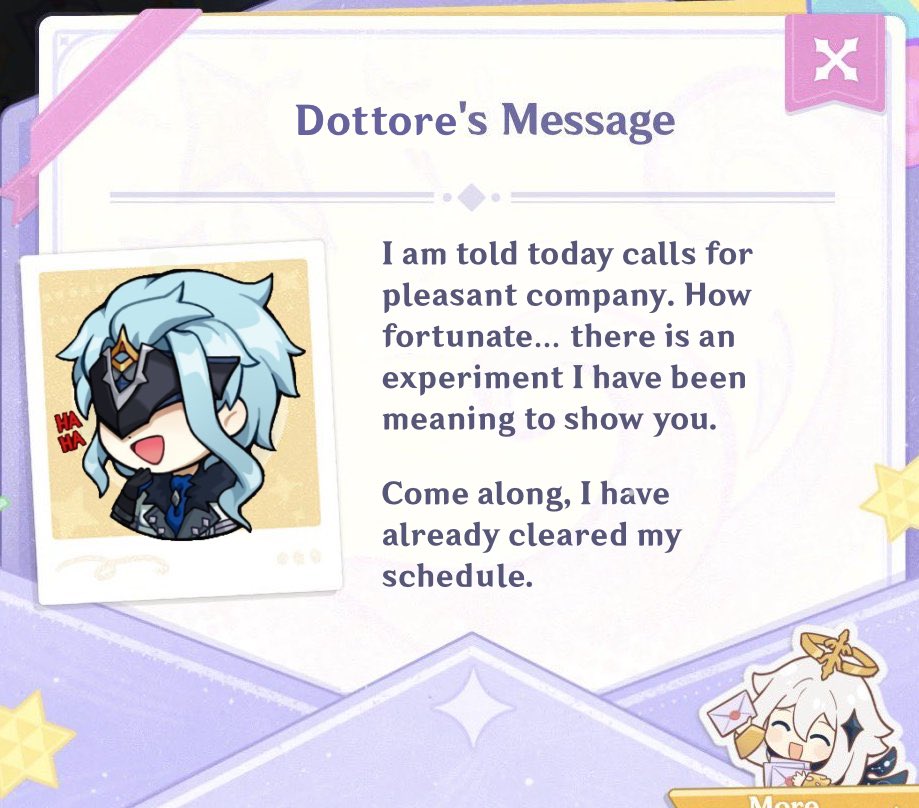 D0TT0R3's tweet photo. Dottore‘s Message for the Traveller!
Happy 6th Anniversary everyone!

(made by me) https://t.co/epjKeEjn8n