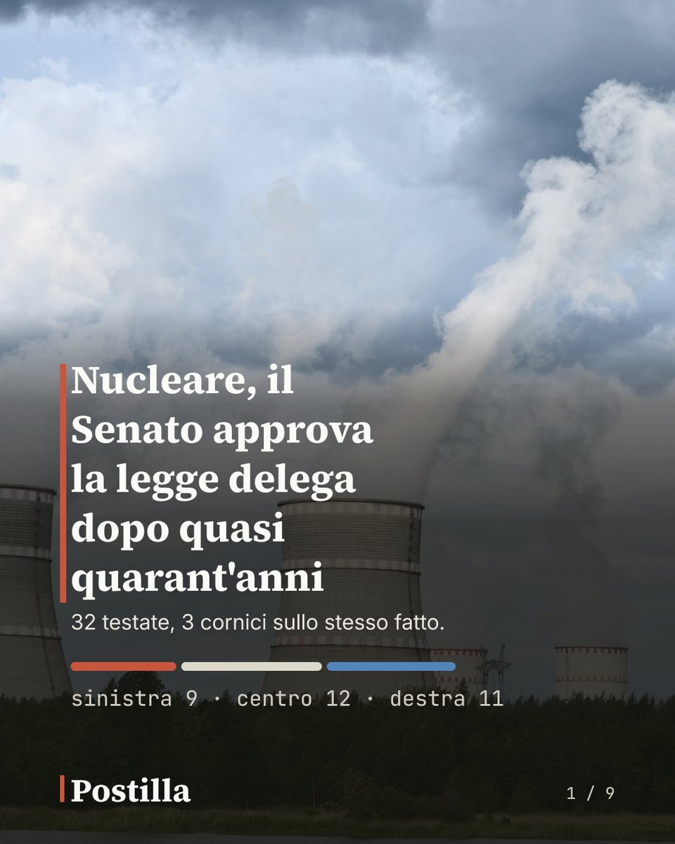 postillanews's tweet photo. #Nucleare, il Senato approva la legge delega dopo quasi quarant'anni https://t.co/4rHoN5eLqR