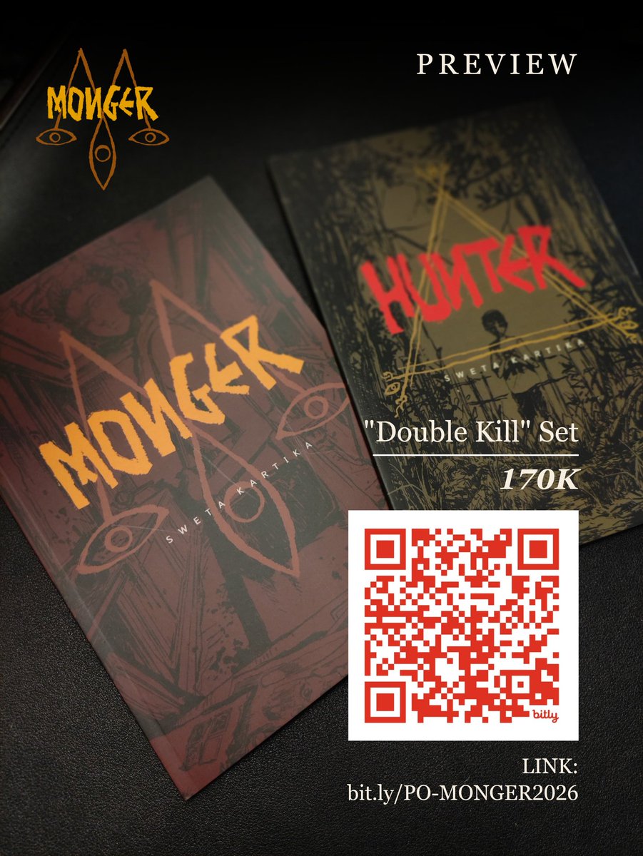 SwetaKartika's tweet photo. 💀 MONGER | PRE-ORDER OPEN! 💀
🔗: https://t.co/Q639ZHl1RW
💵: 100K
---
✉️: Thriller, mystery
📃: 76 PAGES | B/W
📕: A5
---
Open until: October 5, 2026. https://t.co/5LF2TA3VH9