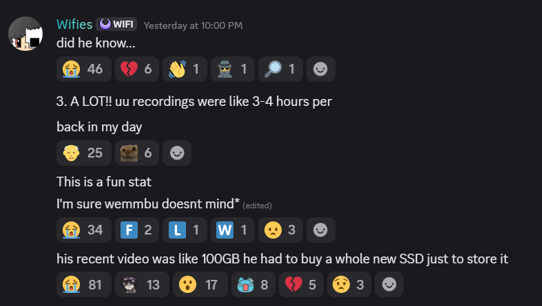 strangIerfig's tweet photo. WEMMBU HAD TO BUY A WHOLE NEW SSD TO STORE HIS NEW VIDEO 😭😭😭😭😭 https://t.co/UcpjEwMCUp