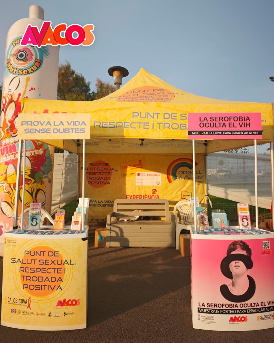 AvacosH's tweet photo. ¡Nuestro Punt de Salut Sexual, Respecte i Trobada Positiva en @VisorFest!🟣🔴🟠

📲 963 34 20 27
📩 avacos-h@avacos-h.org
📍C/ Gabriel y Galán, 24. Valencia

#avascosh #avacos #sexualidad #supervihvents #salud #sexoseguro #pruebadeVIHda #VIH #sida @calcsicova #calcsicova https://t.co/St0bGREKsl