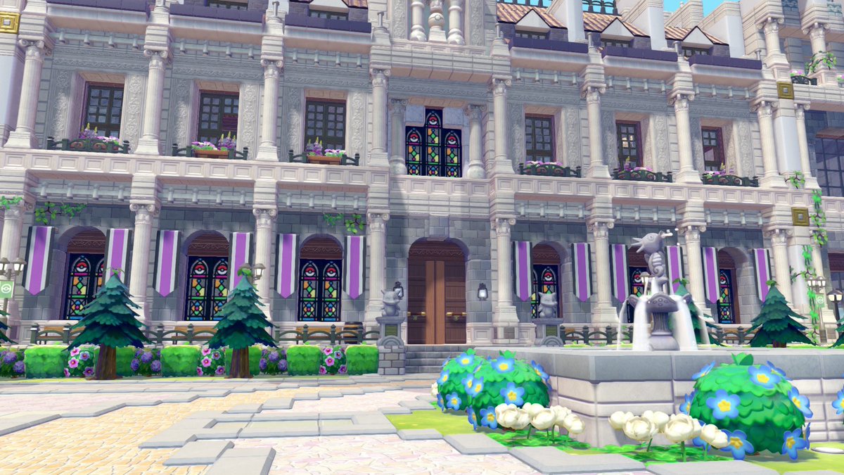 kuroi_wioru's tweet photo. ぽこポケ街紹介その2
街の入り口から真っ直ぐに行けばある、大きな建物
ヨーロッパをイメージして作りました👍
中は博物館や、ホテルの様になっています
個人的にお気に入りの建築なので、自分のお気に入りのポケモンを住まわせています😊

#ぽこポケ　#ぽこあポケモン　#pokopia https://t.co/nObZ0wnZdD