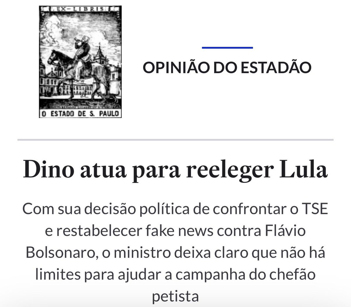 ASachsida's tweet photo. Se o @Estadao pretende ser coerente com o que escreve, então acaba de defender o impeachment de Flávio Dino https://t.co/vQY2sqeUMJ