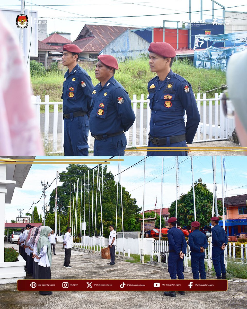 kpu_agam's tweet photo. #temanpemilih Kepala Subbagian Partisipasi Masyarakat dan Sumber Daya Manusia Sekretariat Komisi Pemilihan Umum Kabupaten Agam Romi Marza Putra memimpin apel yang diselenggarakan di halaman Kantor KPU Kabupaten Agam, Senin (28/09). https://t.co/zZMYiAPkX2