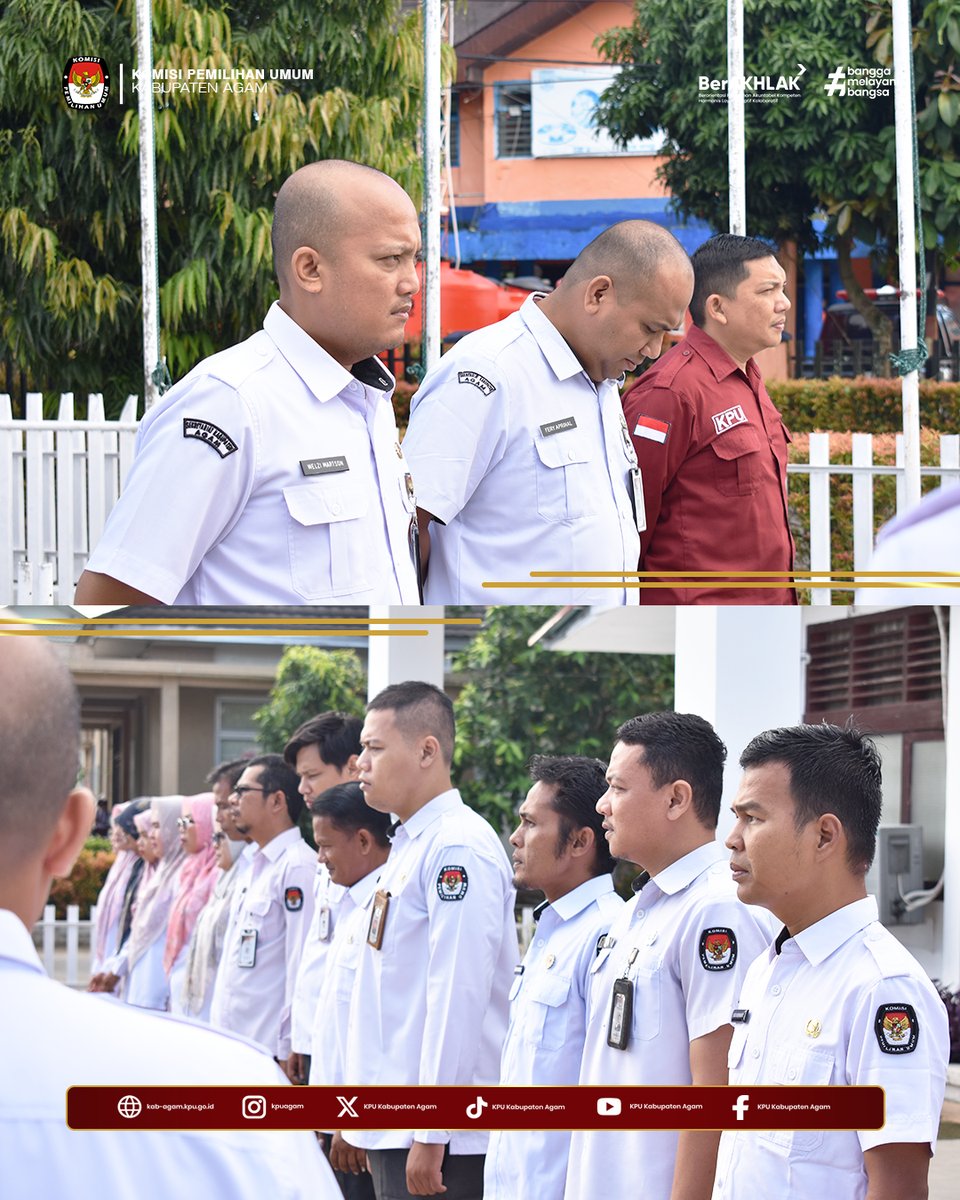 kpu_agam's tweet photo. #temanpemilih Kepala Subbagian Partisipasi Masyarakat dan Sumber Daya Manusia Sekretariat Komisi Pemilihan Umum Kabupaten Agam Romi Marza Putra memimpin apel yang diselenggarakan di halaman Kantor KPU Kabupaten Agam, Senin (28/09). https://t.co/zZMYiAPkX2