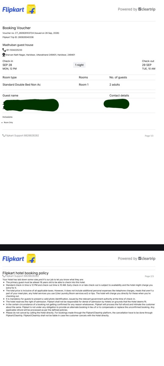 sranunay's tweet photo. @flipkartsupport @Flipkart @Cleartrip  I book a room in haridwar via flipkart travel.but hotel denied to give room. And I'm trying to get support from flipkart travel but no response... https://t.co/2cOHdwPRvV