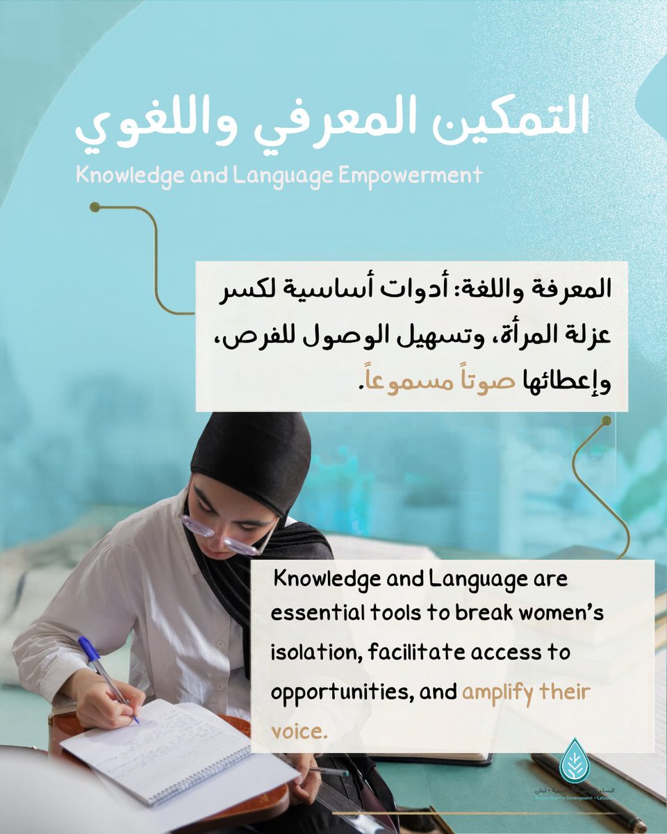 WomenNowLebanon's tweet photo. التمكين الحقيقي لا يتجزأ، بل ينبع من منظومة متكاملة؛ لذلك نعمل مع النساء والفتيات على تحويل التعلم والمهارات اليومية إلى خطوات عملية تُكرّس حقهنّ في الاستقلالية والاعتماد على الذات.

نواصل إتاحة المساحات الآمنة التي تضمن مساراً مستداماً للنهوض والفاعلية المجتمعية. https://t.co/6LJFnbw0IA
