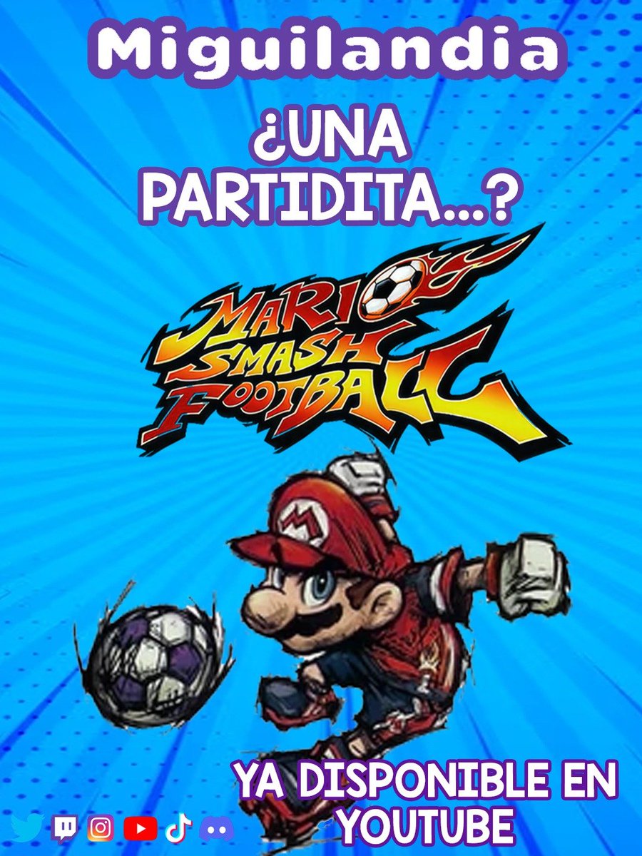 miguilandia1's tweet photo. UNA PARTIDITA... A #MARIOSMASHFOOTBALL (#SUPERMARIOSTRIKERS) - #Switch (#GAMECUBE)
Divertidísimo juego de #fútbol en el que #Mario y sus amigos serán los protagonistas. El objetivo: meter el balón en la portería contraria esquivando todo tipo de trampas.
https://t.co/k1jteG6JuU https://t.co/yv7FhzXaeg