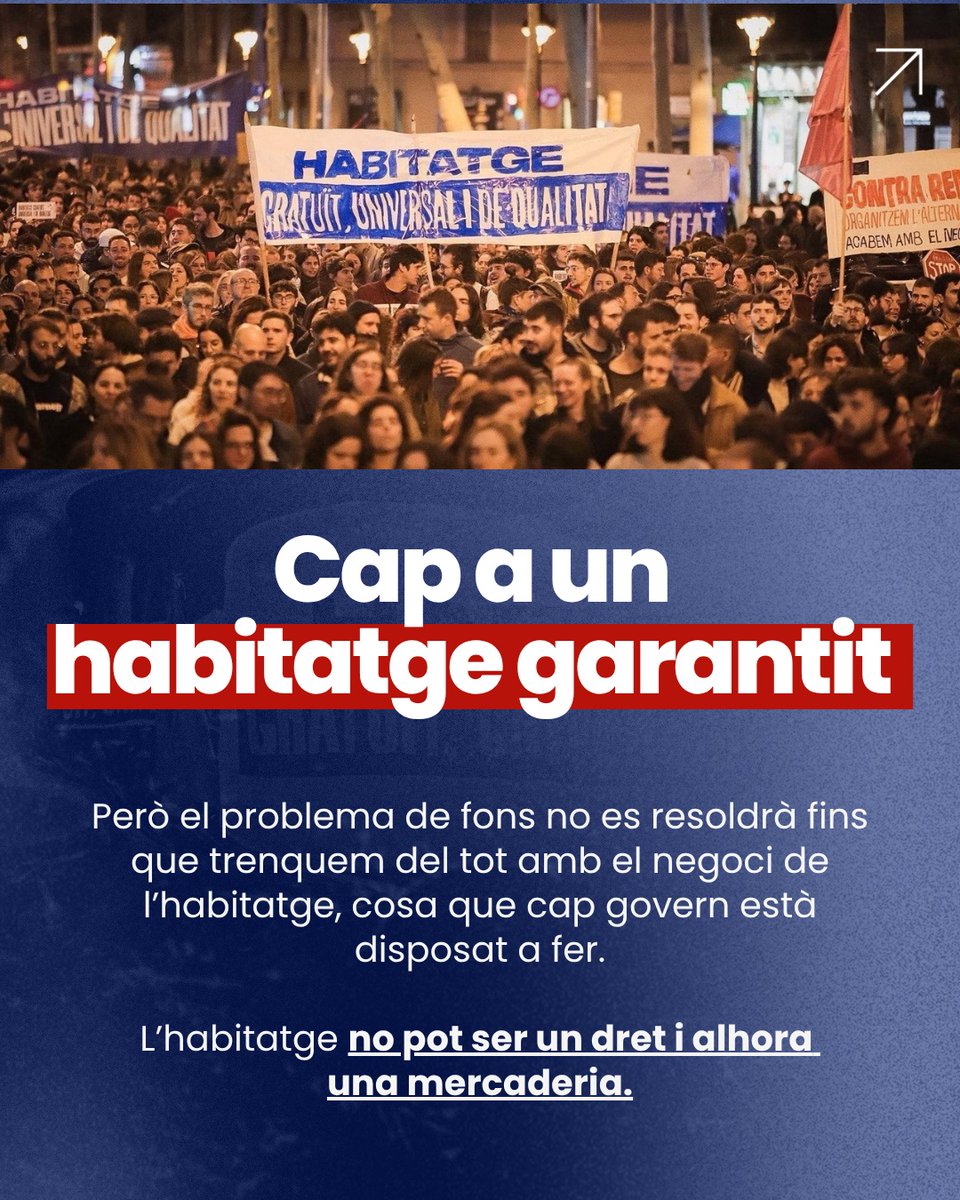 SindicatHabSC's tweet photo. 🔵 || Per fer front a la crisi de l'habitatge cal dotar-nos de mesures d'emergència, no només possibles, sinó reals i necessàries:

1. Expropiem els grans tenidors.

2. Abaixem els preus del lloguer un 50%.

No volem més paper mullat. L'habitatge no pot ser una mercaderia. https://t.co/Qyo5zws5no