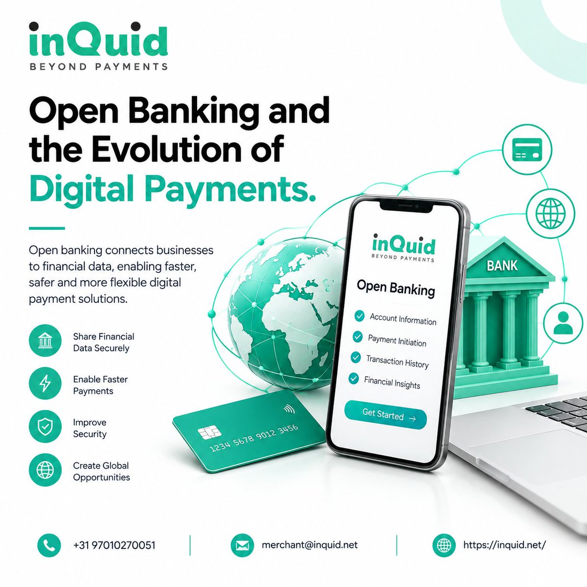 Inquid_Info's tweet photo. Open banking is helping create more connected financial services, secure data sharing, and smarter digital payment experiences for businesses operating in a rapidly evolving fintech landscape.

#OpenBanking #DigitalPayments #Fintech #Payments #Banking https://t.co/WC42fJjymJ