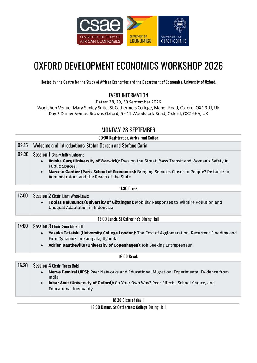 paofal's tweet photo. 🚨 Thrilled to be at OXDEV 2026! 🎓

Three days at Oxford hearing exciting new work from development economics candidates on the job market 🌍📈

#OXDEV2026 https://t.co/A8mTkmWdD9