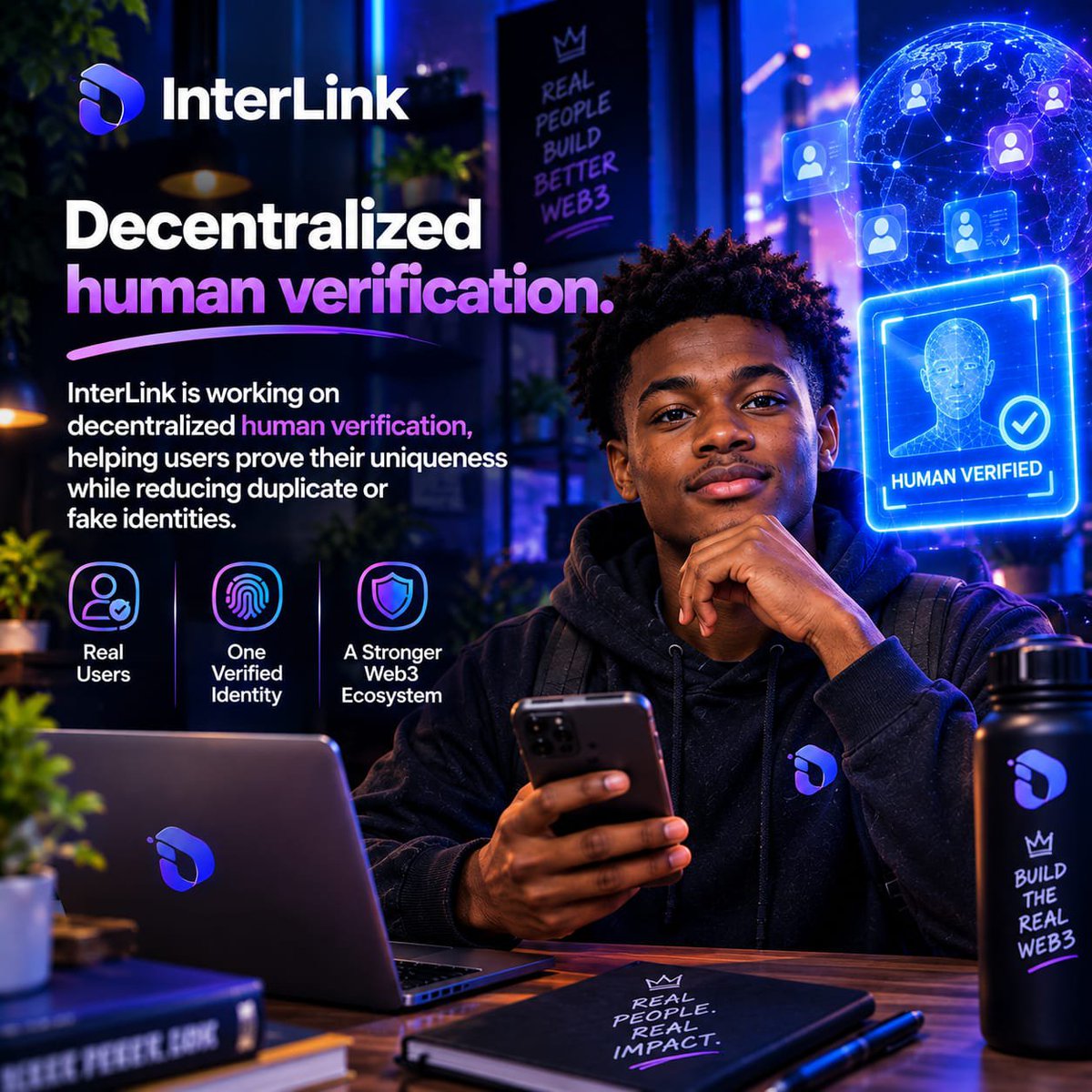 feeling_web3's tweet photo. InterLink is working on decentralized human verification to help users prove uniqueness and reduce fake identities.
Real users. One verified identity. A stronger Web3 ecosystem.

#InterLink #ITL #ITLG @inter_link @itl_fdn @kv_interlink @reina_itl @itlx_defi https://t.co/zjvqVzVE8w