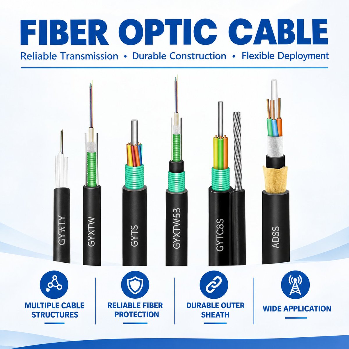 Unionfiber's tweet photo. Complete fiber cable solutions by Weunion for aerial, duct & backbone networks. Configure your project with GYFXTY, GYTS, ADSS & more.
We follow strict QC with 100% inspection at each procedure. OEM/ODM & free samples.
https://t.co/H6y4r5W3qC
#Weunion #UnionFiber https://t.co/8YP3h61Rlv