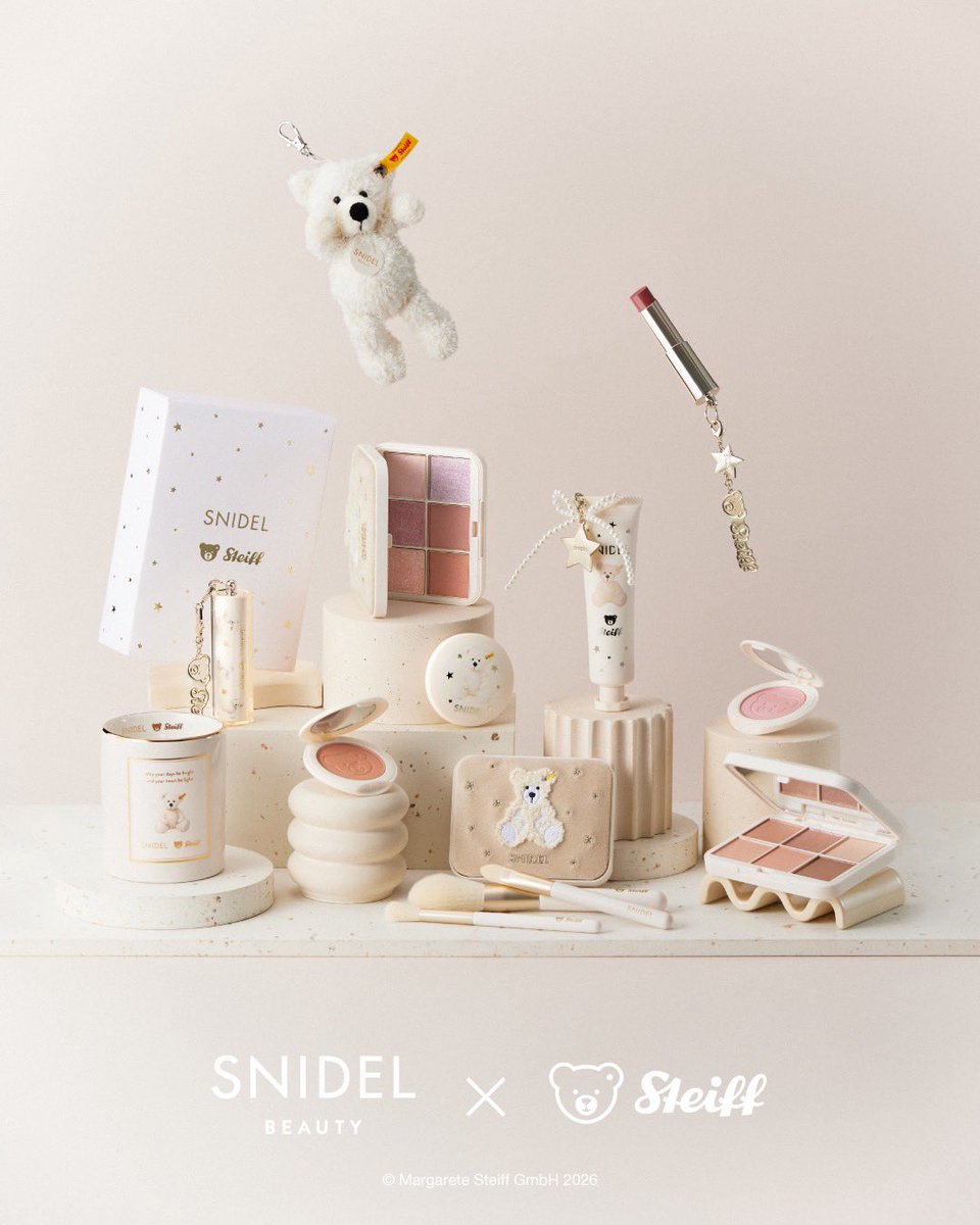 snidel_beauty's tweet photo. ／
SNIDEL BEAUTY×Steiff
2026 Holiday Collection🧸🤍
＼

Steiffとつくる初めてのメイクアップコレクション❄️

⭐2026 Holiday Collection 1st
2026年10月16日（金）予約開始
2026年10月30日（金）全国発売

⭐2026 Holiday Collection 2nd
2026年11月13日（金）予約開始
2026年11月27日（金）全国発売