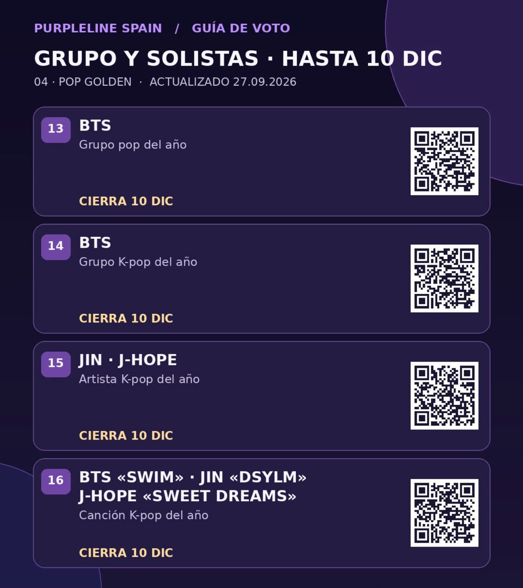 PurpleLineSpain's tweet photo. ¡Escanea el QR y vota! https://t.co/whTvgAoRmd