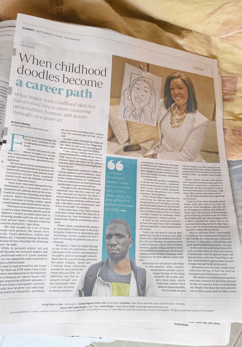 MrLouisAlosa's tweet photo. I got a full page interview in yesterday's Sunday @StandardKenya newspaper. 😊 https://t.co/FM2MbWmnn3
