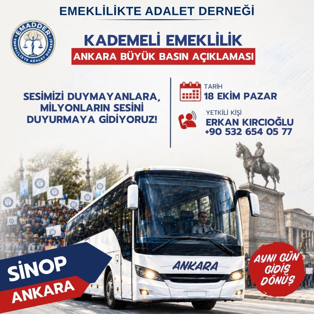 EmadDernegi's tweet photo. 🟥 SİNOP, HAZIR MISIN?

HAKLI MÜCADELEMİZ İÇİN ANKARA’DA BULUŞUYORUZ!

📅 18 EKİM PAZAR
📍 ULUS ATATÜRK ANITI – ANKARA
⏰ 14:00

Kademeli emeklilik mücadelemize sahip çıkıyor,
“Ben de bu haklı mücadelede varım!” diyorsan sen de yerini al!

Sinop’tan Ankara’ya…
Hak ve adalet için hep birlikte!

📞 İletişim Bilgileri:
Erkan Kırcıoğlu
0 532 654 05 77

📲 WhatsApp:
https://t.co/eIuIAFEYtH

Emeklilikte Adalet Derneği

@EmadDernegi
#Sinop
#KademeliEmeklilik
#KademeYasalaşsın