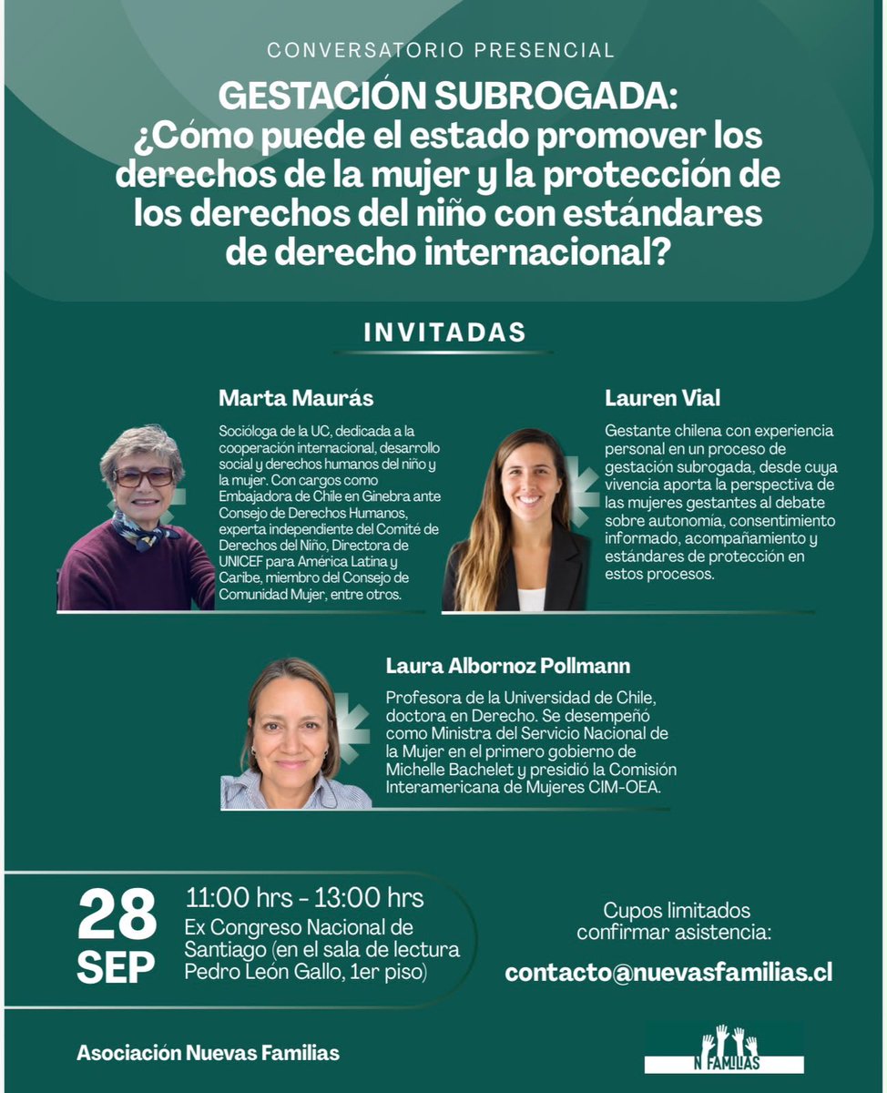 derechouchile's tweet photo. Hoy en el exCongreso Nacional, a las 11:00 horas, se realizará un análisis sobre una de las dimensiones más relevantes de la Gestación Subrogada. https://t.co/W9new4LMnf