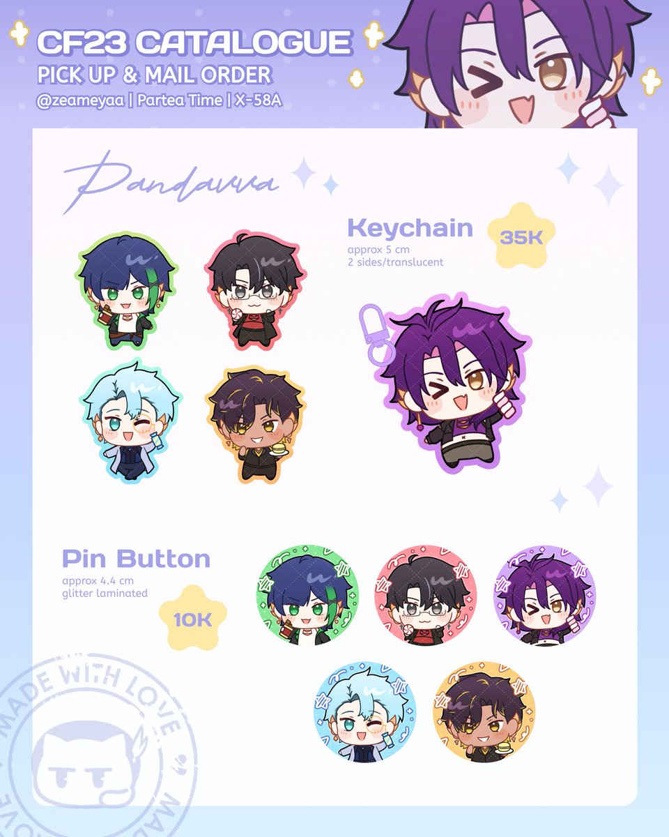zeameyaa's tweet photo. [💙&amp;🔁 greatly appreciated]
Zea’s #cf23 Preorder + GIVEAWAY 

How to join:
⟡ Like + RT
⟡ Comment your fav merch + tag friend

📆 28th September - 1st October
☁️ Pick Up (Day 1) &amp; Mail Order
📍 Partea Time (X-58a)
⭐️ Pandavva, HSR, Apothecary Diaries 

🔗⬇️
#cf23 #cf23catalogue https://t.co/doZWBR9kyR