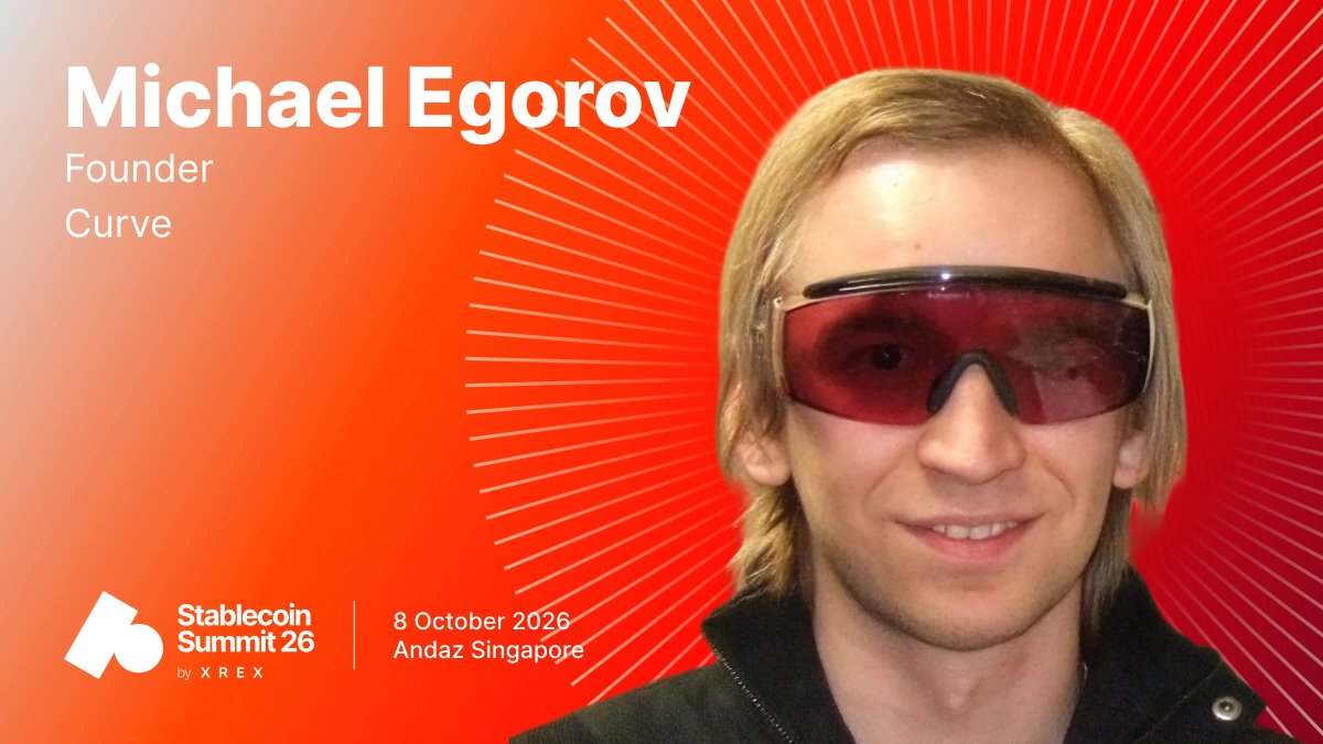 stblcnsummit's tweet photo. Michael Egorov ( @newmichwill ), Founder of @curvefinance will take the stage at Stablecoin Summit Singapore on the fireside "Purpose-Built Before It Was Cool".

Secure your spot: https://t.co/EESpc1VfT8 https://t.co/RtyL4Y92Ye
