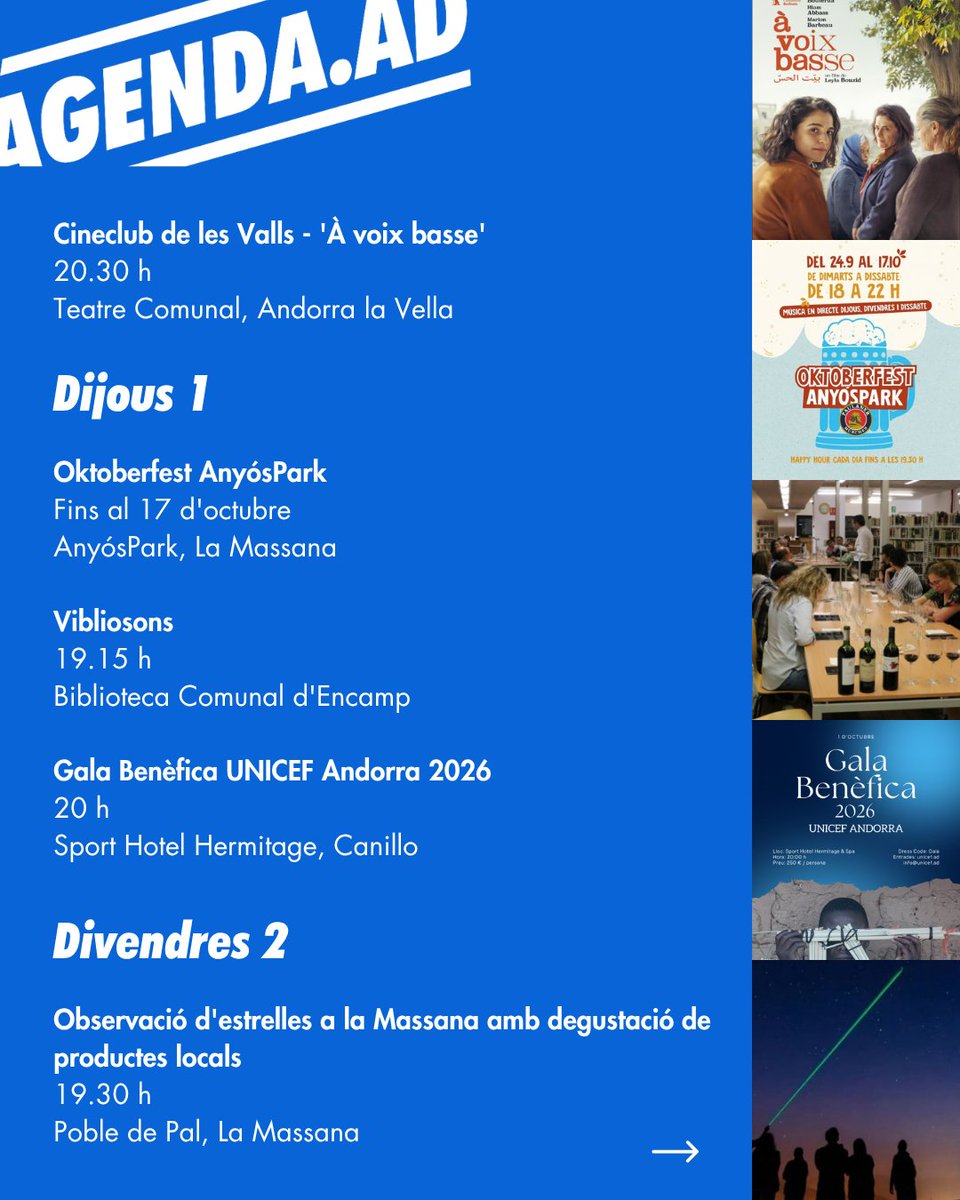 AgendaAD's tweet photo. @GovernAndorra @canillo_andorra @ComuEncamp @ordinoesviu @comudelamassana @AndorraCapital @comusantjulia @comuee @andorraworld_ad Tota la informació 👉 https://t.co/YmjQAbT0gt https://t.co/nleUtFQVLL