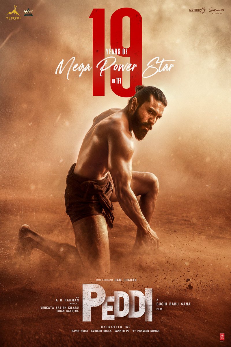 PeddiMovieOffl's tweet photo. Celebrating 19 YEARS of Mega Power Star @AlwaysRamCharan Garu in TFI 🔥🔥🔥

19 Years of Commanding the Screen with his Style, Intensity, Versatility, and Unmatched Aura ❤️‍🔥

From his Super Confident Debut to the PowerHouse He is Today, He has Carved a Special Journey. And #Peddi Stands Tall as a Powerful Chapter in this Remarkable Journey ✨

#19YearsOfRamCharanERA