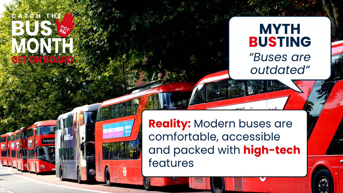 CBTransport's tweet photo. 🚌It's @BusUsersUK's #CatchTheBusMonth. This year's theme? #MythBusting
❌Myth: “Buses are outdated”
✔️Truth: Modern buses are comfortable, accessible and packed with high-tech features
So why not get on board 🚌💚
#CTBM26 #MDYB26 https://t.co/ucrrszJAai