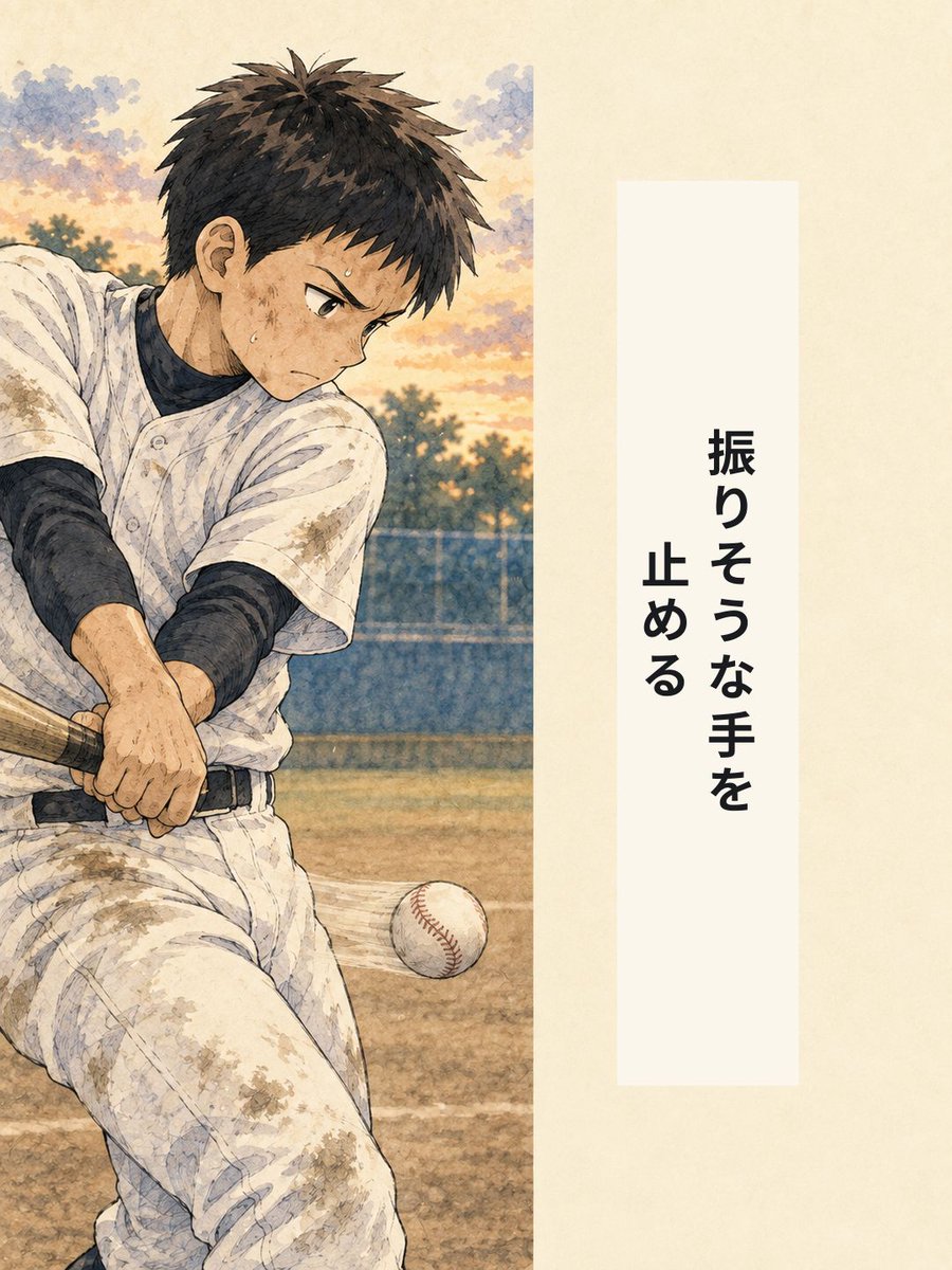 yakyulog_ja's tweet photo. 二ストライク後、低めの球に手が出そうになる。目線を残して見送り、次の打席で振る高さを決める場面を描きました。試合記録はApp Storeで「野球ログ」を検索。

#少年野球 #草野球 https://t.co/YZg4ZUQlKE